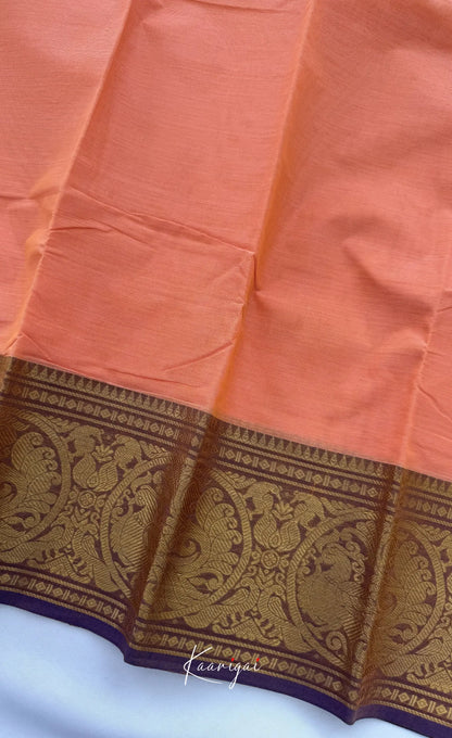 Nalinam - Amber with Purple Maroon Chettinad Cotton Saree Sarees