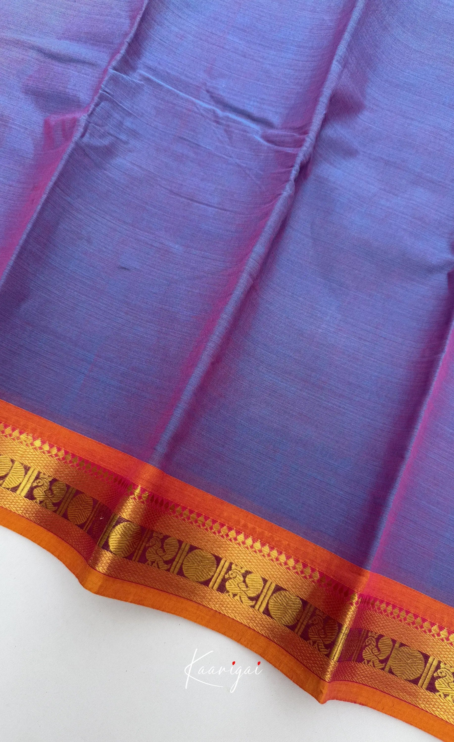 Nalinam - Bluish violet with Rust orange Chettinad Cotton Saree Sarees