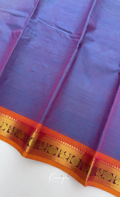 Nalinam - Bluish violet with Rust orange Chettinad Cotton Saree Sarees