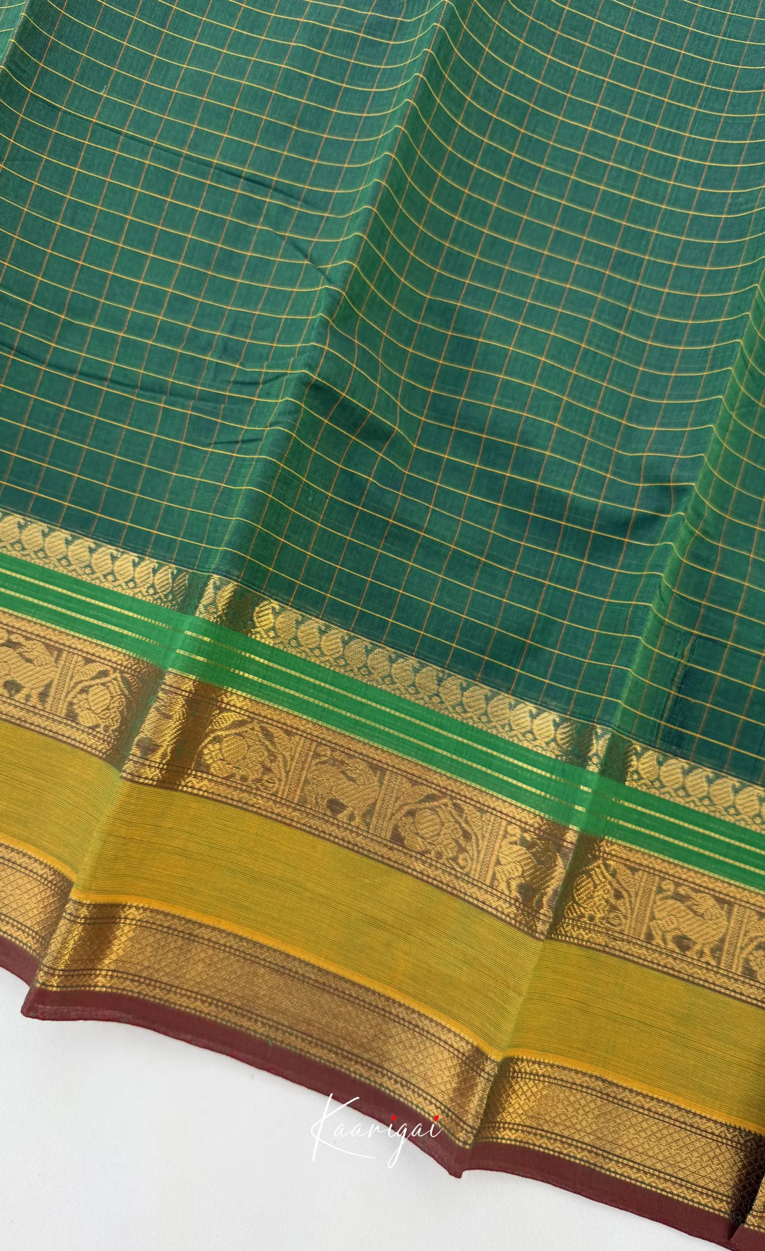 Nalinam - Bottle green and Henna green Chettinad Cotton Saree - Sarees