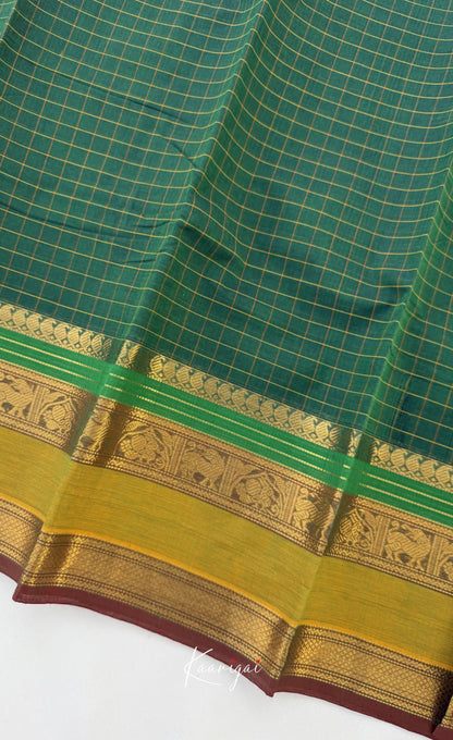 Nalinam - Bottle green and Henna green Chettinad Cotton Saree - Sarees