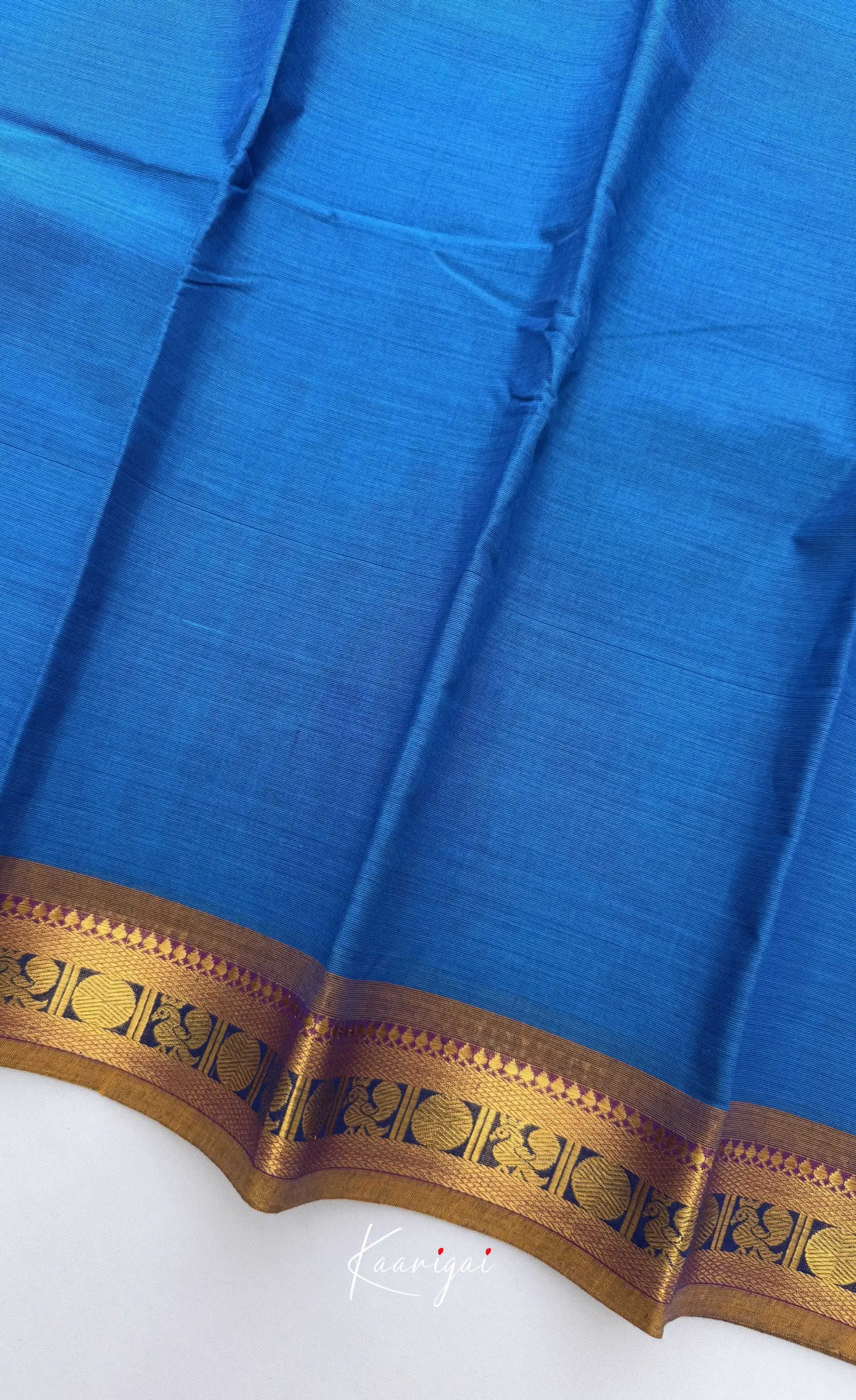 Nalinam - Bright blue with Brown Chettinad Cotton Saree Sarees