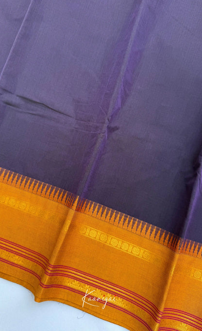 Nalinam - Dark Blue Cotton Saree with Kandangi Checks Blouse - Sarees