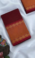Nalinam - Dark Maroon and Mustard Chettinad Cotton Saree - Sarees