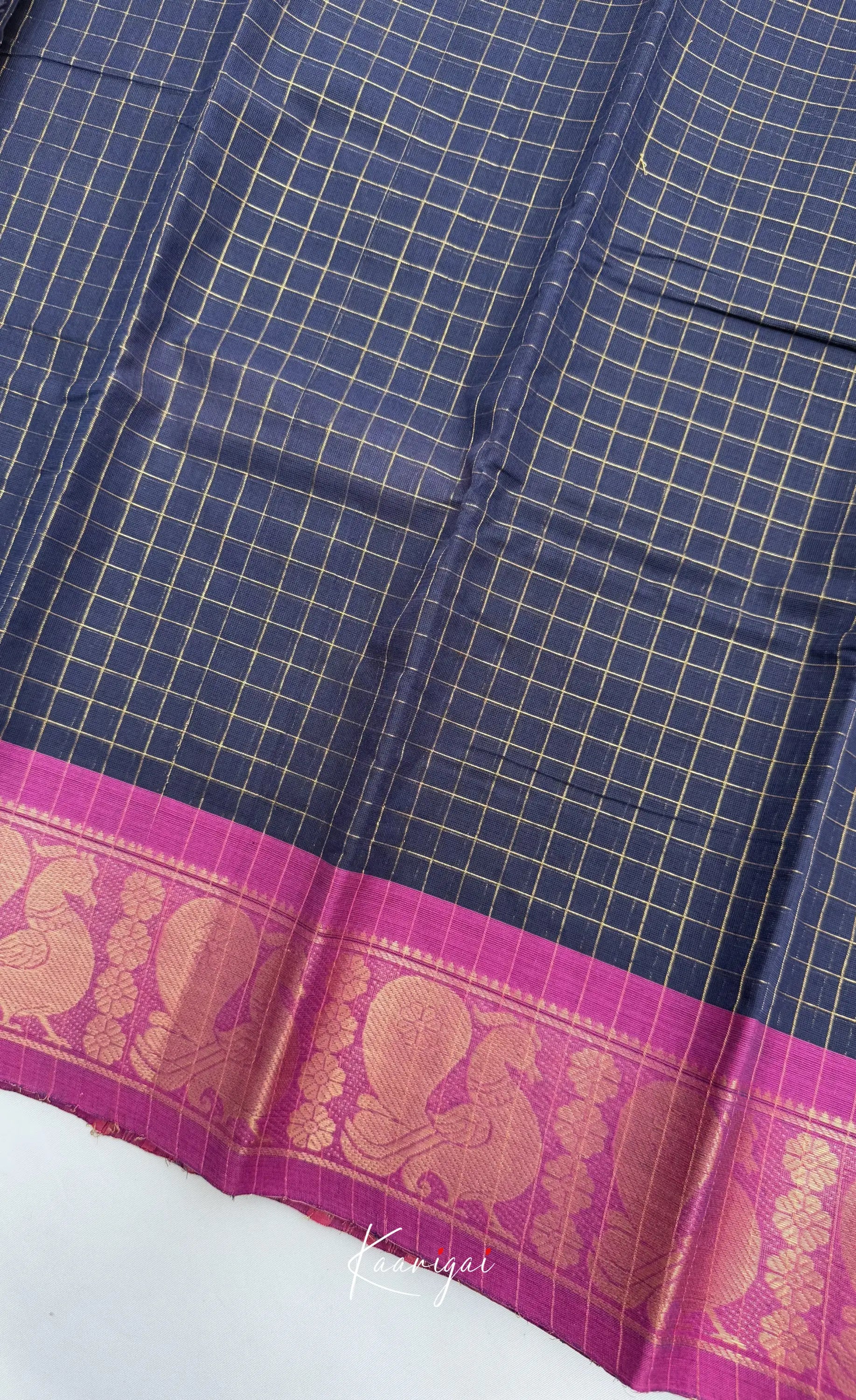 Nalinam - Dark Navy and Purple Chettinad Cotton Saree - Sarees