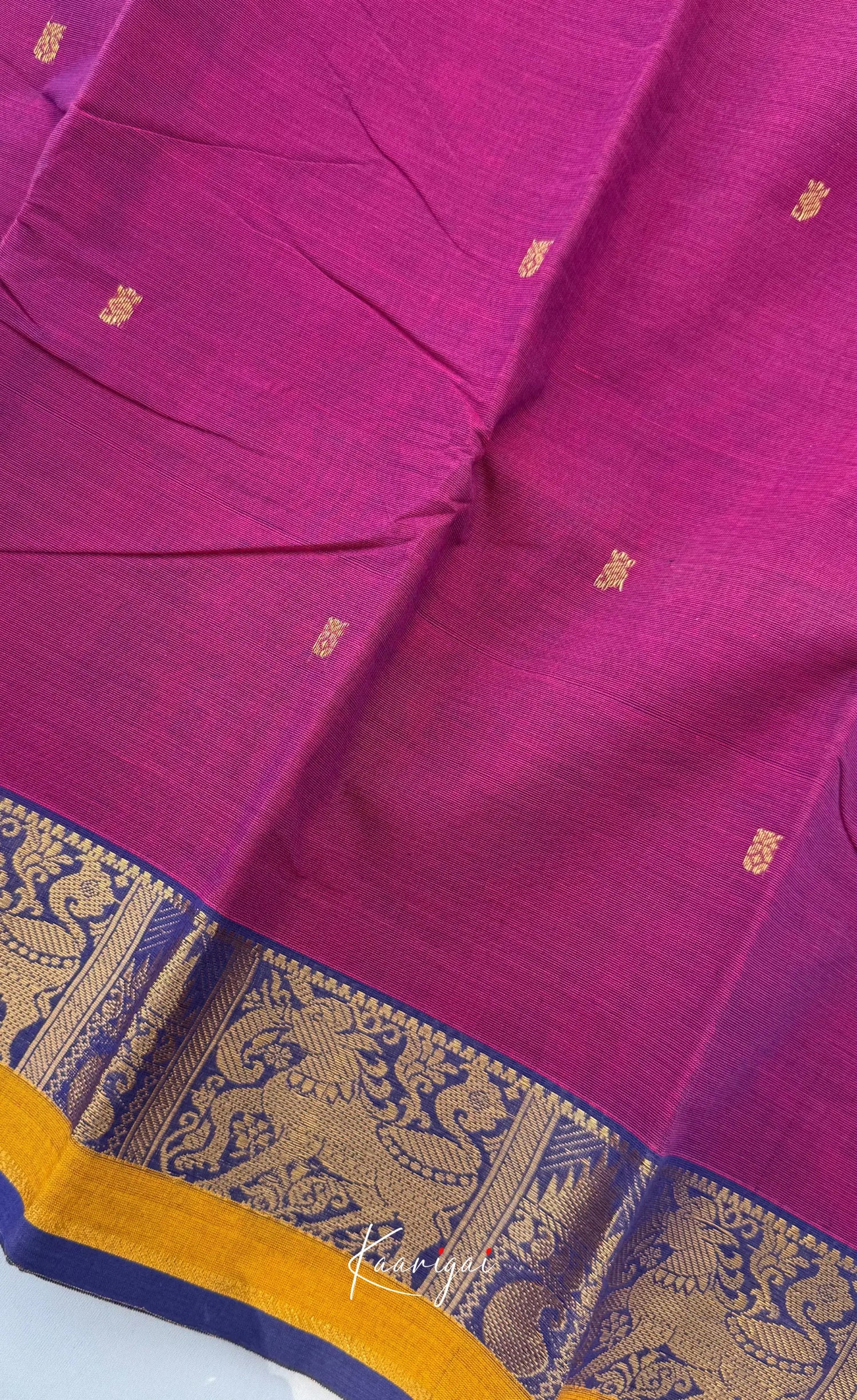 Nalinam - Deep Magenta and Blue Chettinad Cotton Saree Sarees