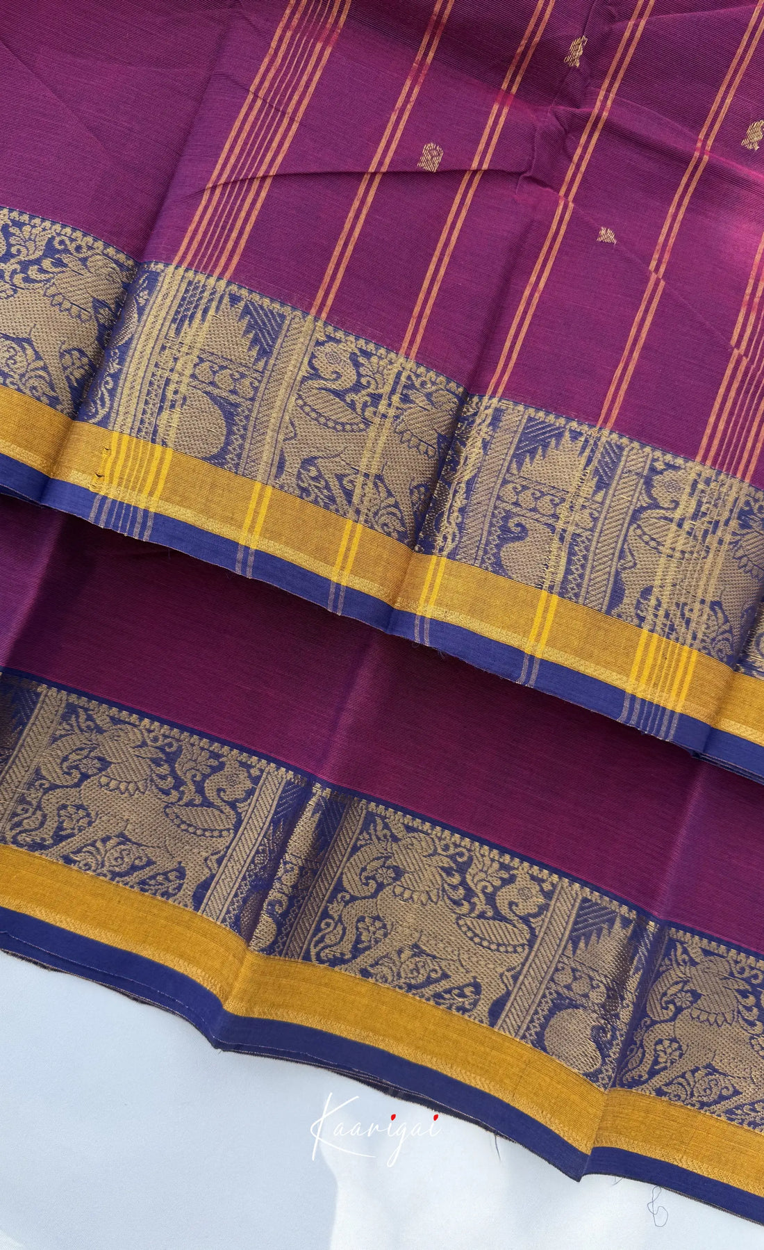 Nalinam - Deep Magenta and Blue Chettinad Cotton Saree Sarees