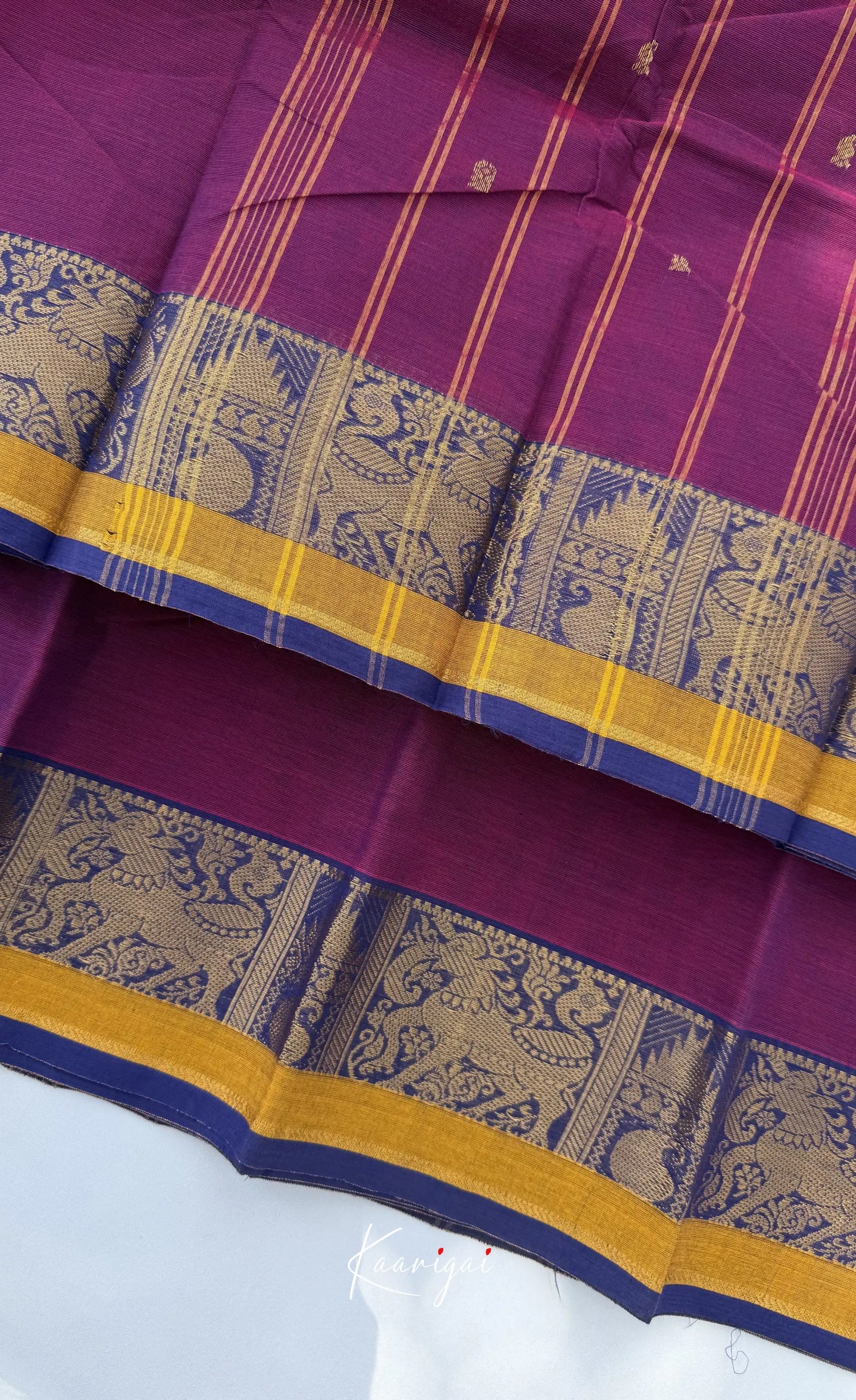 Nalinam - Deep Magenta and Blue Chettinad Cotton Saree Sarees
