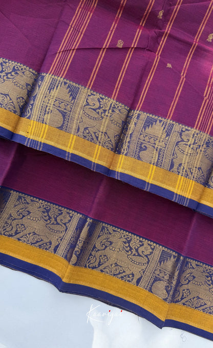 Nalinam - Deep Magenta and Blue Chettinad Cotton Saree Sarees