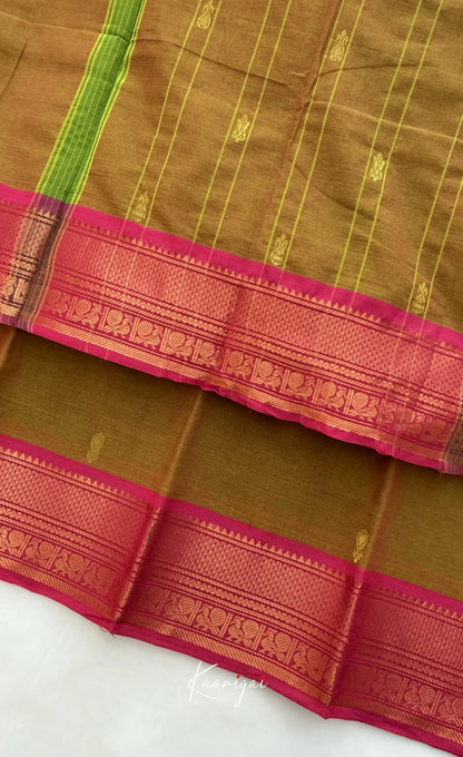 Nalinam - Deep Mustard with Pink Chettinad Cotton Saree Sarees