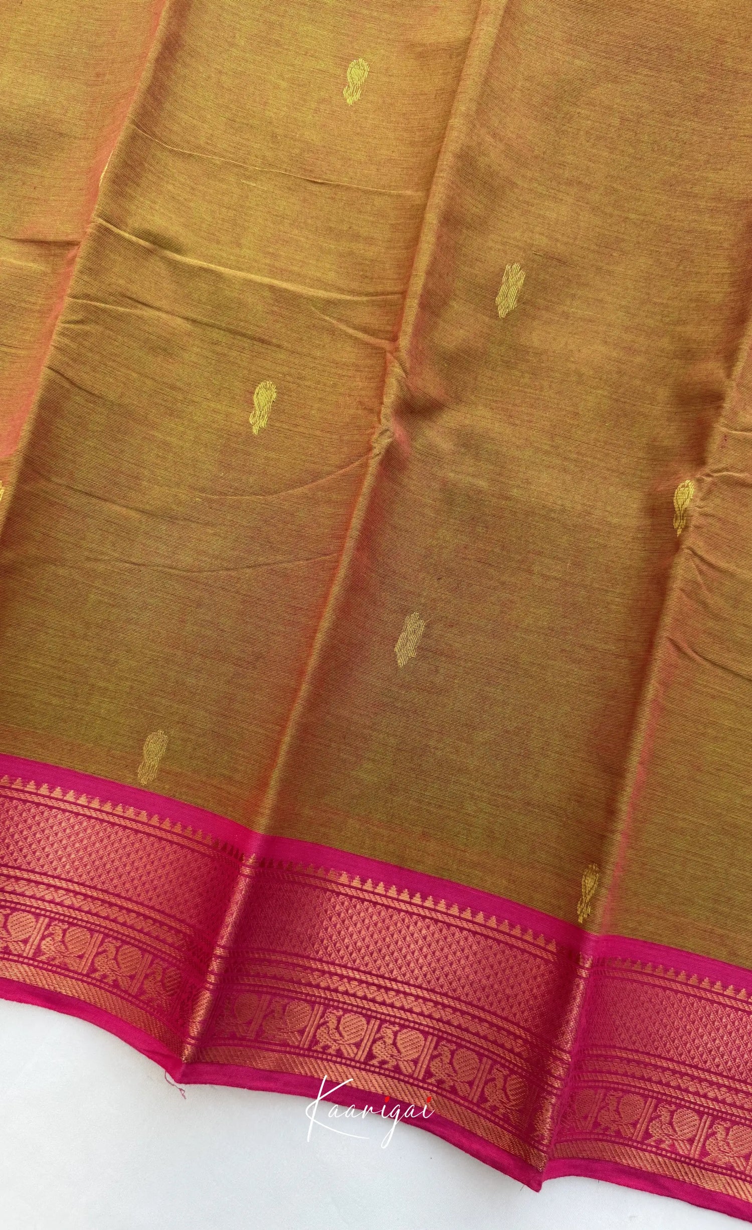 Nalinam - Deep Mustard with Pink Chettinad Cotton Saree Sarees
