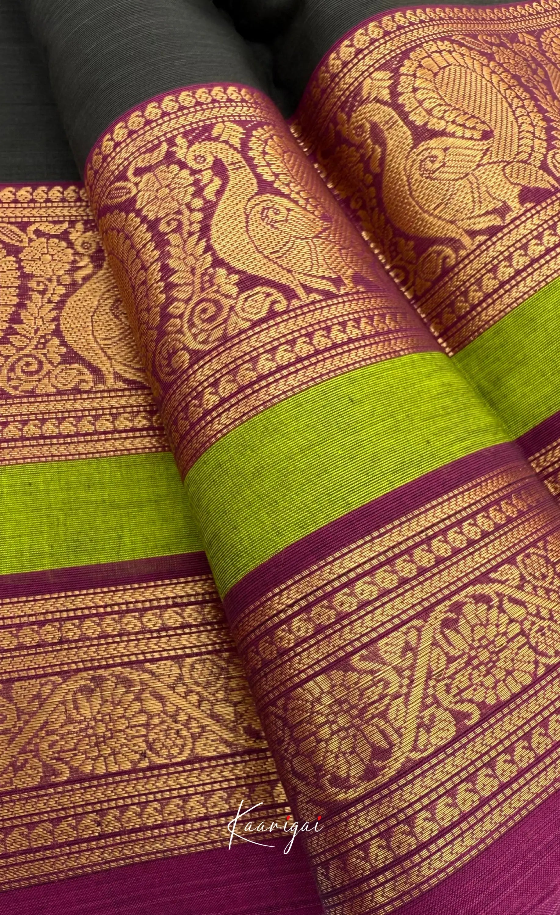 Nalinam - Dual tone black and Purple Chettinad Cotton Saree - Sarees