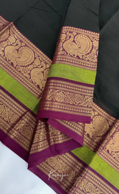 Nalinam - Dual tone black and Purple Chettinad Cotton Saree - Sarees