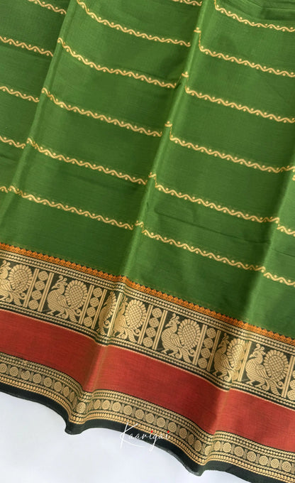 Nalinam - Green and Maroon Chettinad Cotton Saree - Sarees