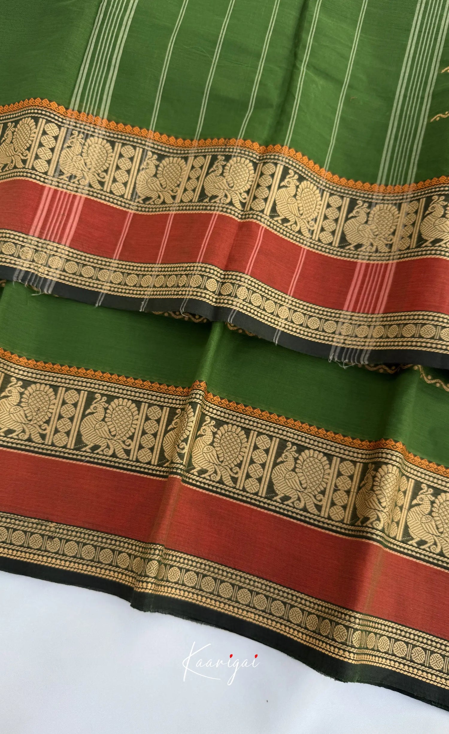 Nalinam - Green and Maroon Chettinad Cotton Saree - Sarees