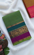 Nalinam - Green with Dual shade border Chettinad Cotton Saree Sarees