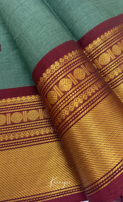 Nalinam - Grey and Maroon Chettinad Cotton Saree - Sarees