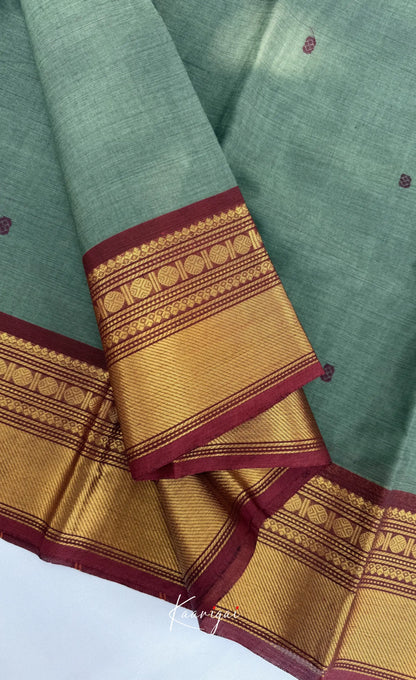 Nalinam - Grey and Maroon Chettinad Cotton Saree - Sarees