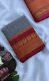 Nalinam - Grey and Reddish Maroon Chettinad Cotton Saree - Sarees