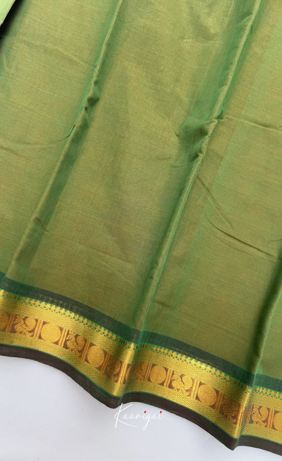 Nalinam - Henna green with Dark green Chettinad Cotton Saree Sarees