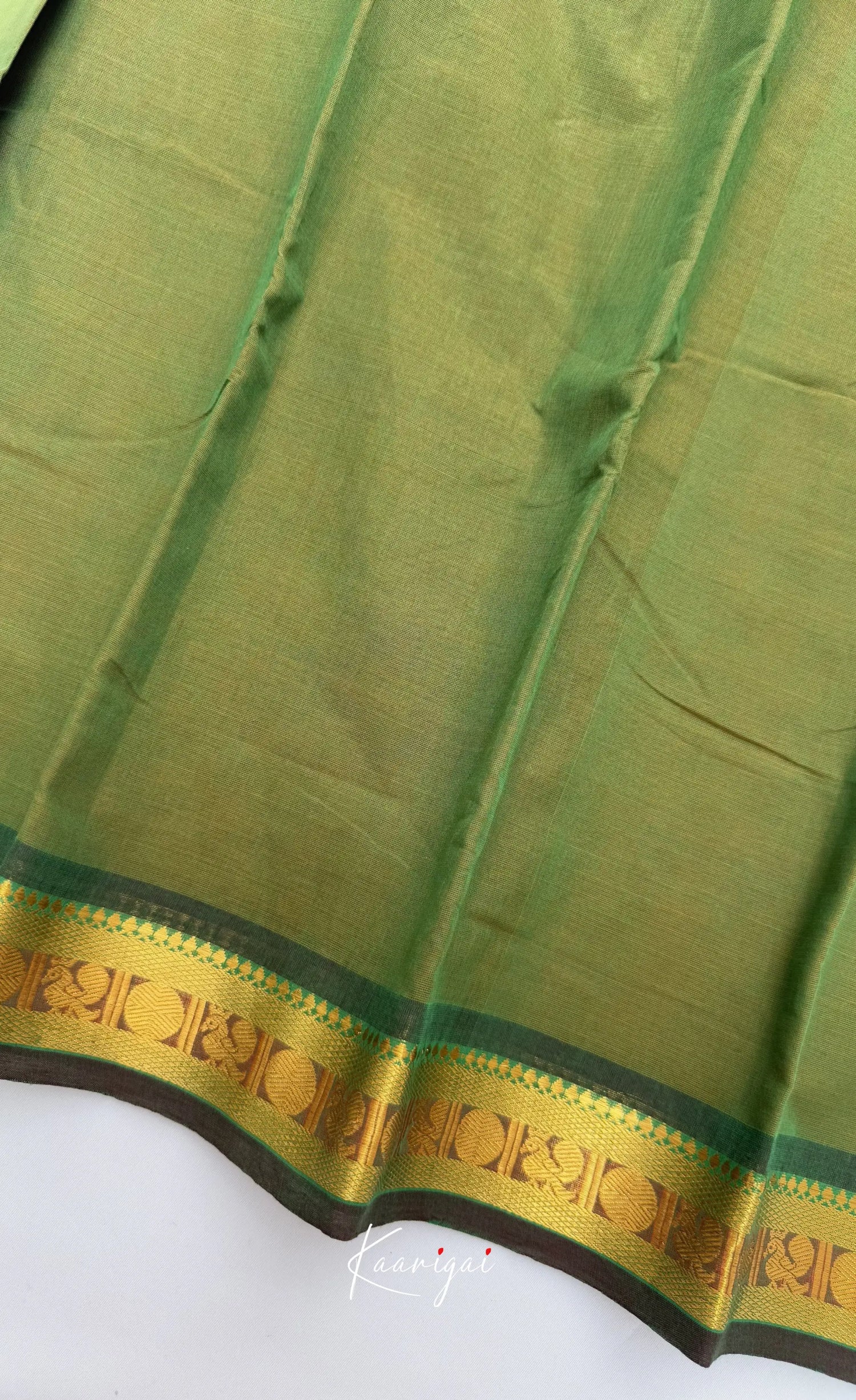 Nalinam - Henna green with Dark green Chettinad Cotton Saree Sarees