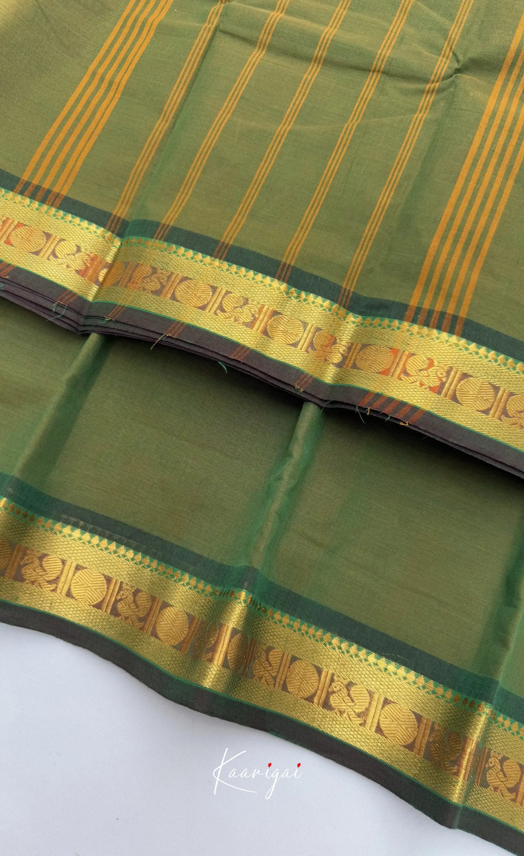 Nalinam - Henna green with Dark green Chettinad Cotton Saree Sarees