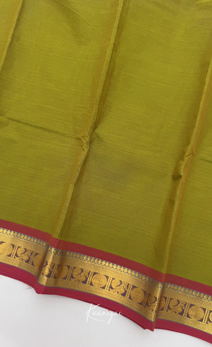 Nalinam - Henna green with Maroon Chettinad Cotton Saree Sarees