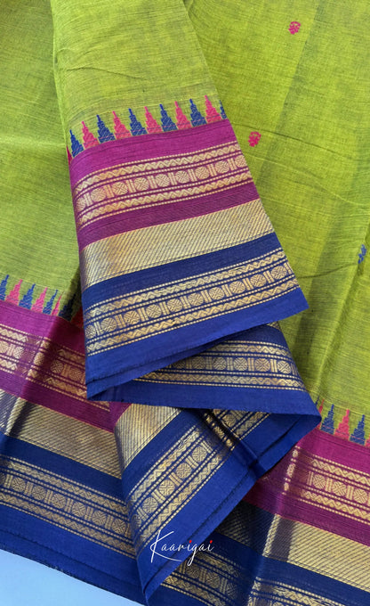 Nalinam - Light green and Multicolours Chettinad Cotton Saree - Sarees