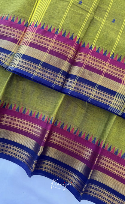 Nalinam - Light green and Multicolours Chettinad Cotton Saree - Sarees