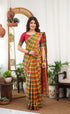 Nalinam - Multicolour checks and Reddish Maroon Kandangi Saree - Sarees