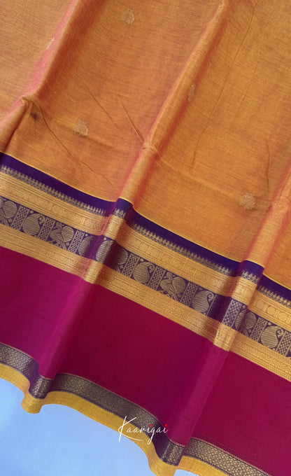 Nalinam - Mustard yellow and Multicolours Chettinad Cotton Saree - Sarees