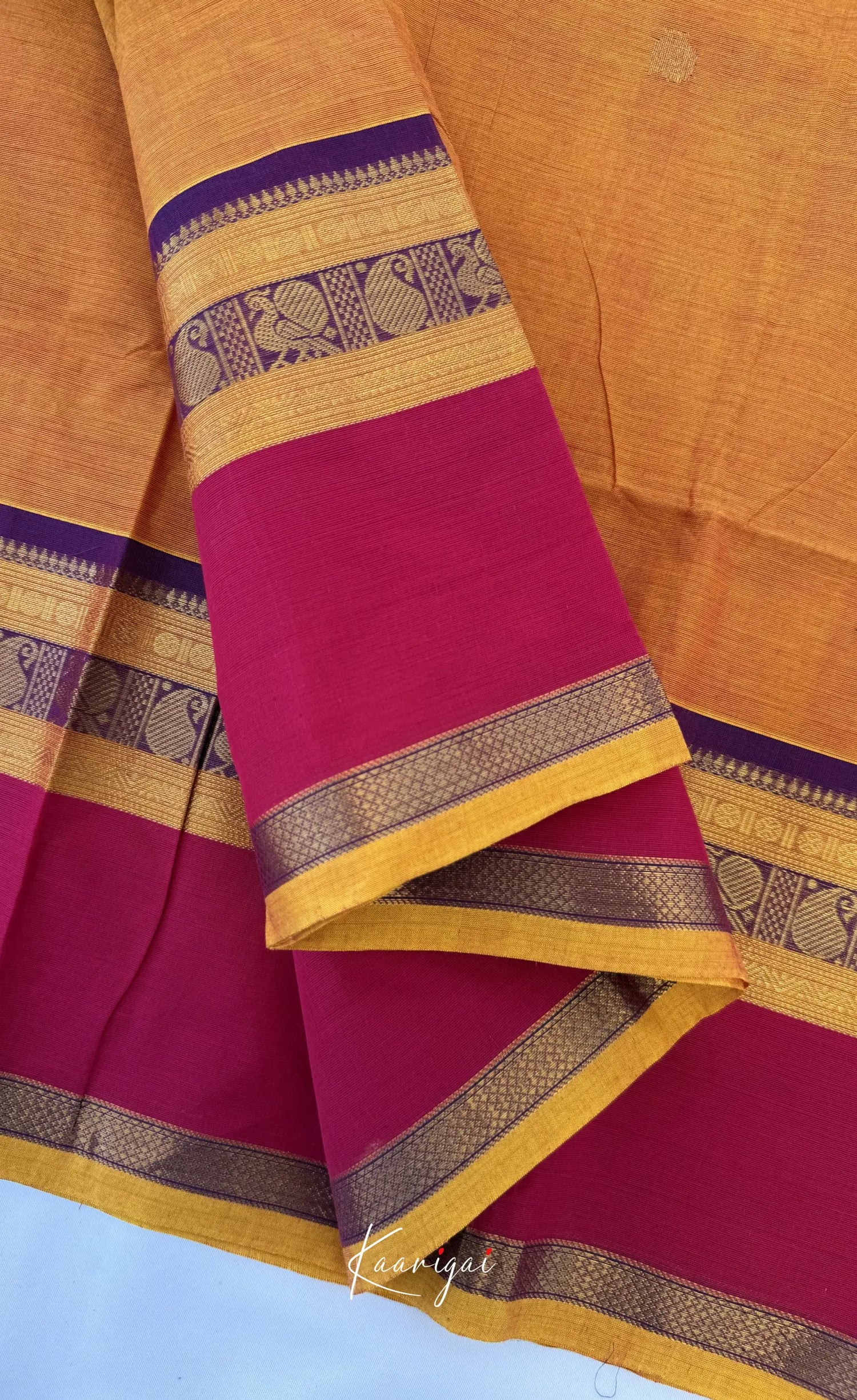 Nalinam - Mustard yellow and Multicolours Chettinad Cotton Saree - Sarees