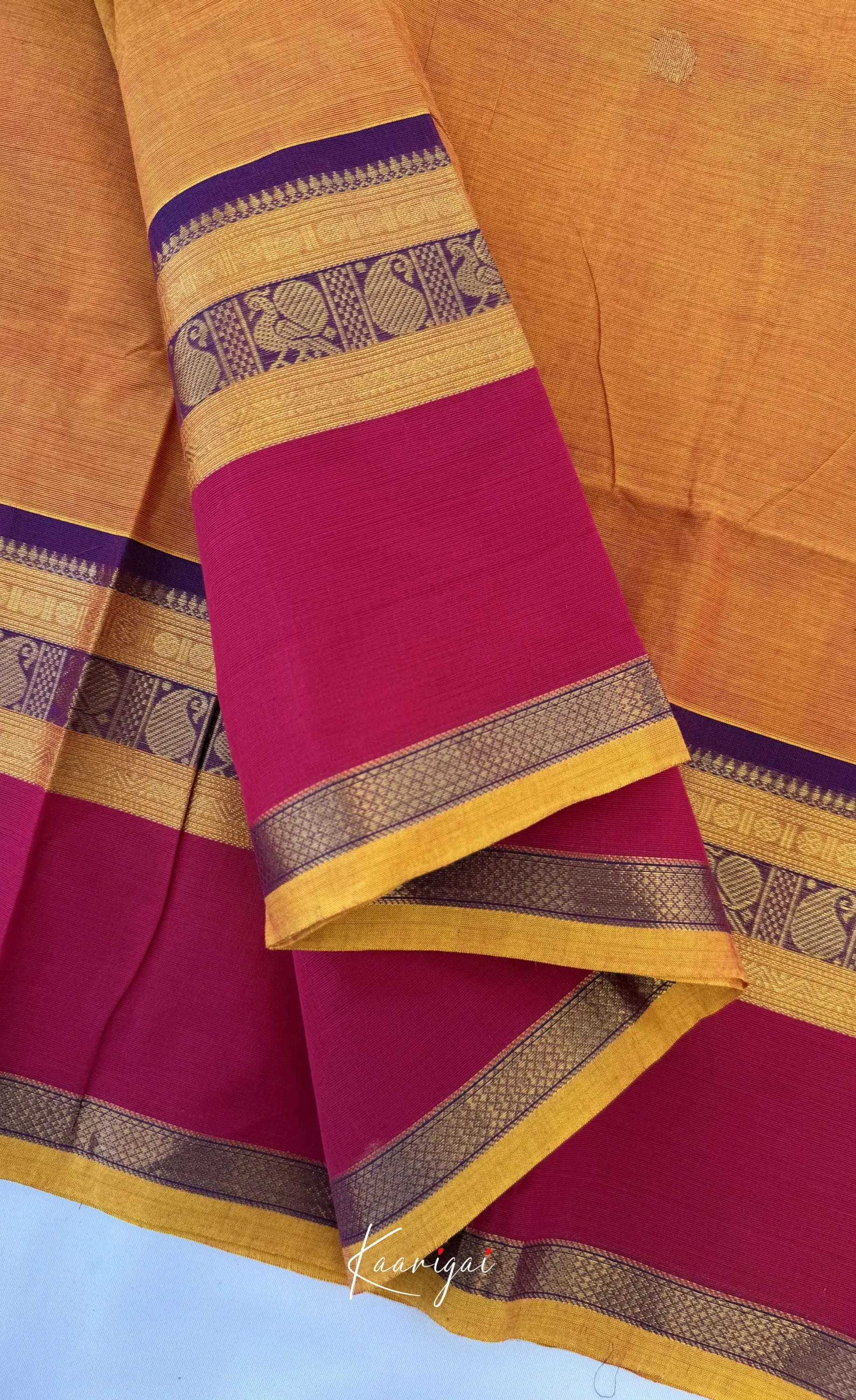 Nalinam - Mustard yellow and Multicolours Chettinad Cotton Saree - Sarees