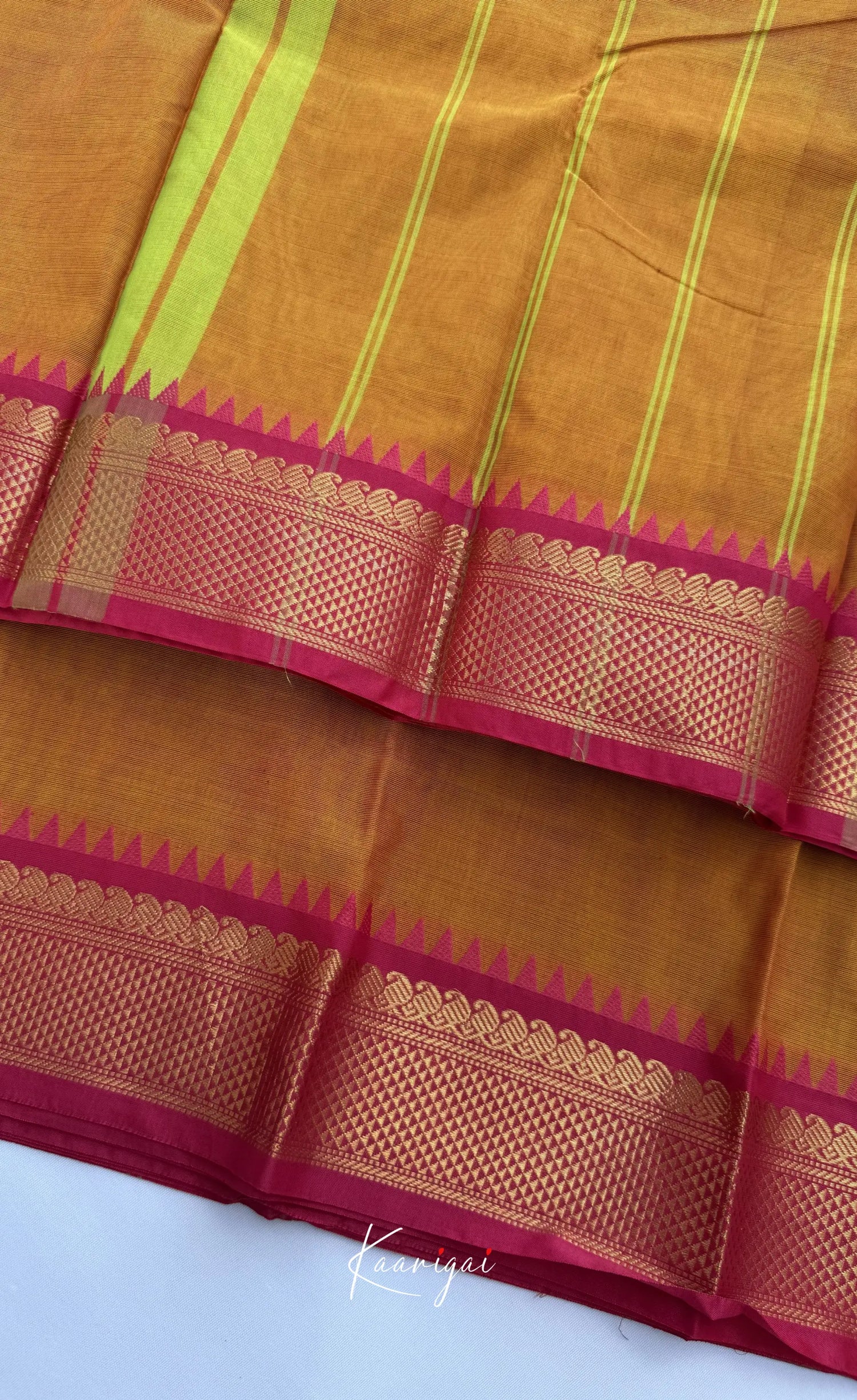 Nalinam - Mustard yellow and Pink Chettinad Cotton Saree - Sarees