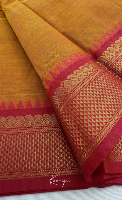 Nalinam - Mustard yellow and Pink Chettinad Cotton Saree - Sarees