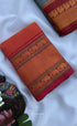 Nalinam - Orange and Deep red Chettinad Cotton Saree - Sarees