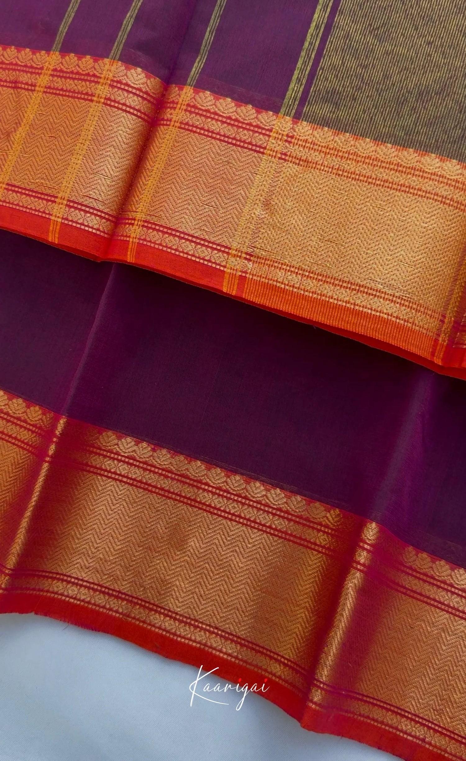 Nalinam - Purple and Orange Chettinad Cotton Saree - Sarees