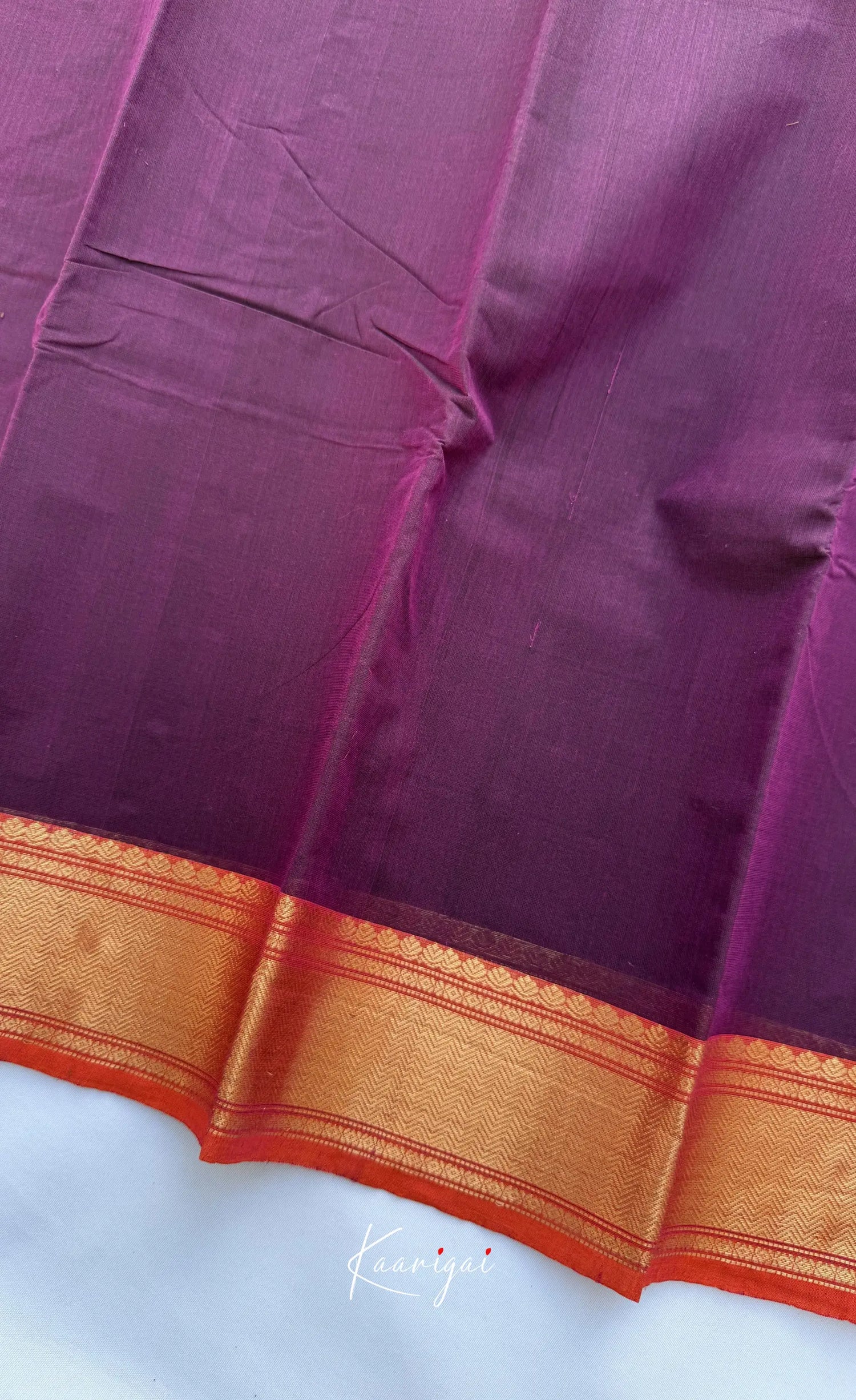Nalinam - Purple and Orange Chettinad Cotton Saree - Sarees