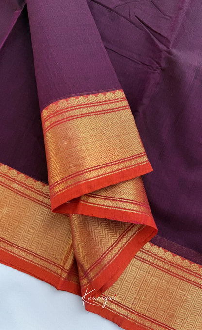 Nalinam - Purple and Orange Chettinad Cotton Saree - Sarees