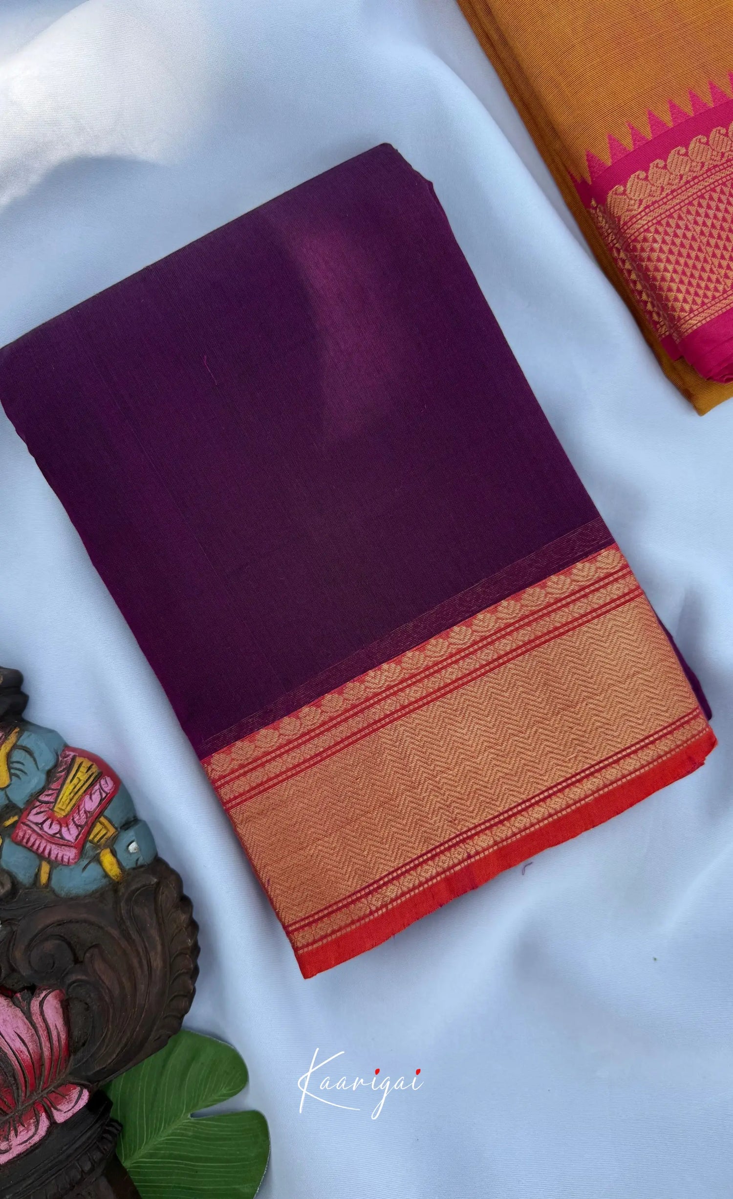 Nalinam - Purple and Orange Chettinad Cotton Saree - Sarees