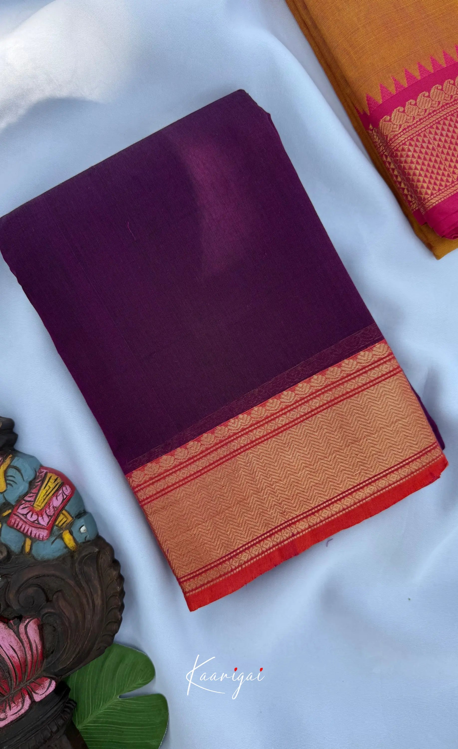Nalinam - Purple and Orange Chettinad Cotton Saree - Sarees