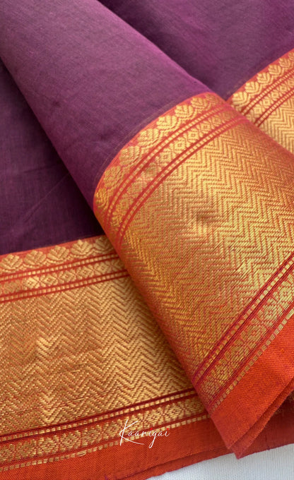 Nalinam - Purple and Orange Chettinad Cotton Saree - Sarees
