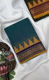 Nalinam - Teal blue with Mustard yellow Chettinad Cotton Saree - Sarees