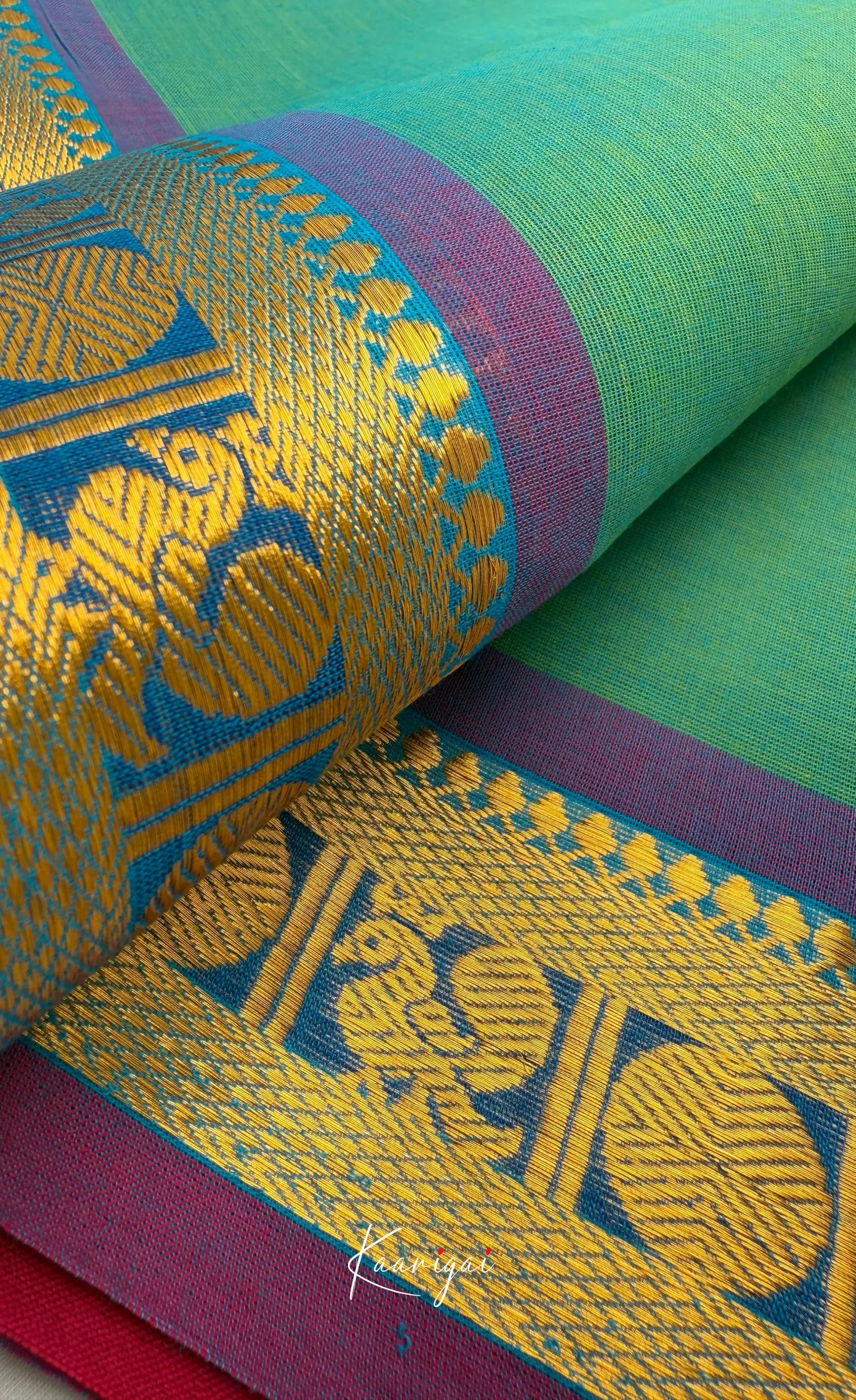 Nalinam - Teal green with Purple Chettinad Cotton Saree Sarees