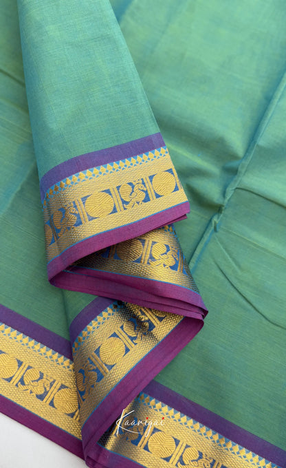 Nalinam - Teal green with Purple Chettinad Cotton Saree Sarees