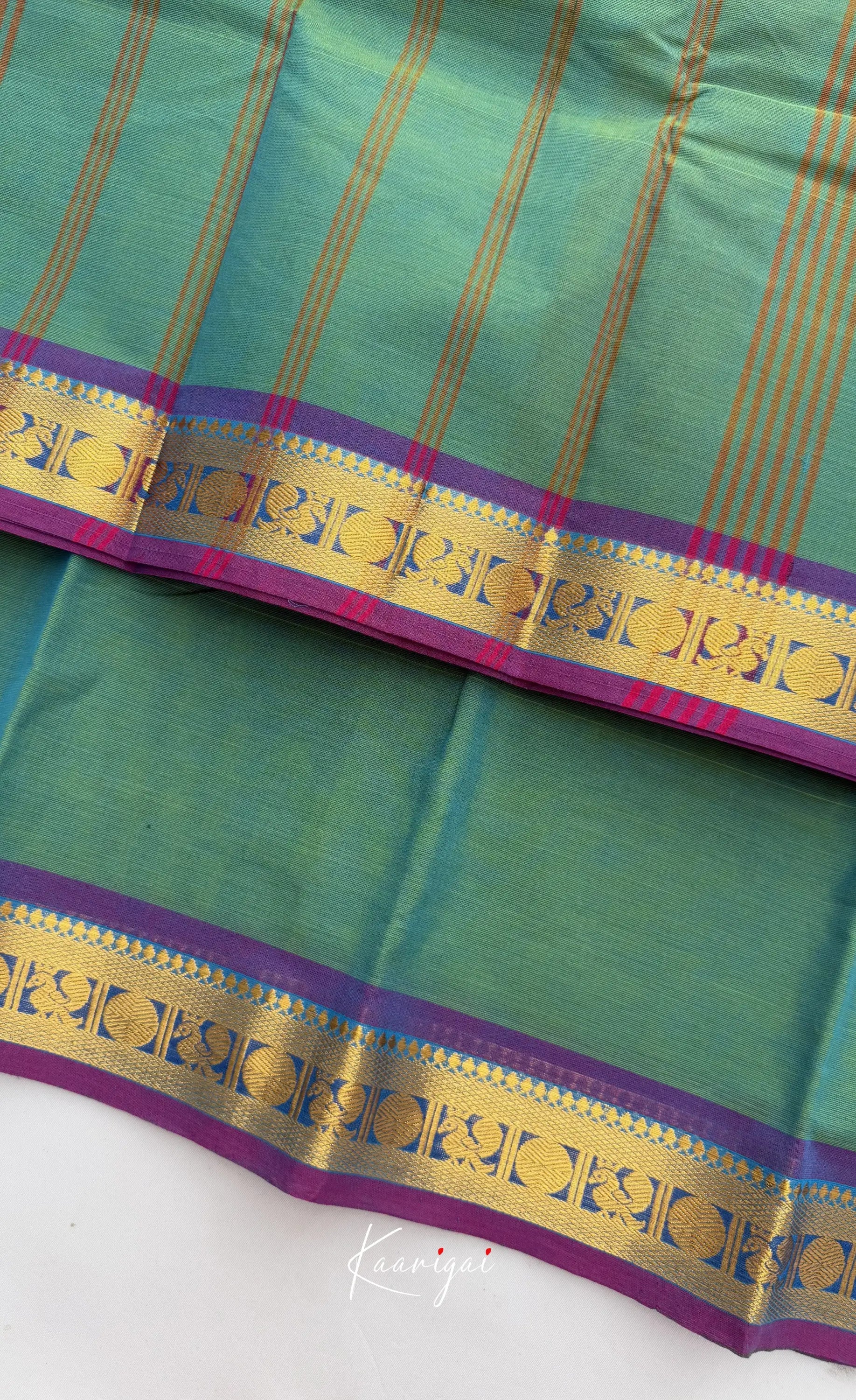 Nalinam - Teal green with Purple Chettinad Cotton Saree Sarees
