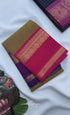 Nalinam - Two-tone yellow and Dual border Chettinad Cotton Saree - Sarees
