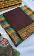 Nalinam - Yellow and Brown Kandangi Checks Saree - Sarees