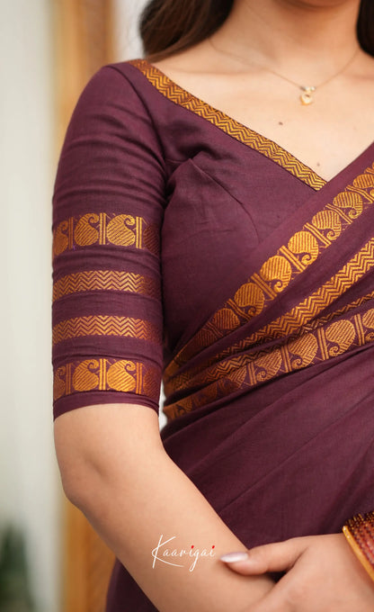 Saaral - Creamish white with Maroon Half &amp; Half Sungudi Saree - Sarees