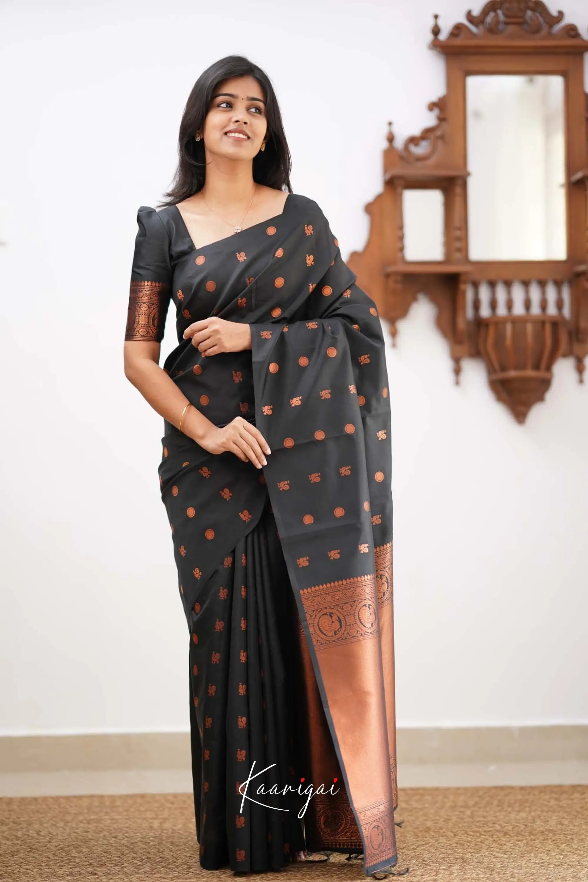 Sita- Black Semi Silk Saree Sarees